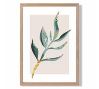 ARTZE Papyrus Leaf Green & Red Minamilist Framed Print SIZE: A2 with Oak Frame | Size: A4 ARTZE Green A4