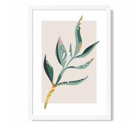 ARTZE Papyrus Leaf Green & Red Minamilist Framed Print SIZE: A2 with White Frame | Size: A4 ARTZE Green A4