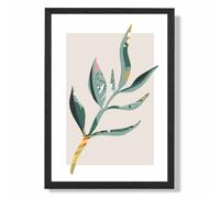 ARTZE Papyrus Leaf Green & Red Minamilist Framed Print SIZE: A4 with Black Frame | Size: A2 ARTZE Green A2