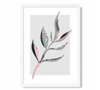 ARTZE Papyrus Leaf Grey & Pink Boho Botanical Framed Print SIZE: A4 with White Frame ARTZE Grey A4