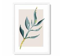 ARTZE Papyrus Leaf Teal & Green Mid Century Modern Framed Print SIZE: A3 with White Frame | Size: A2 ARTZE Teal A2