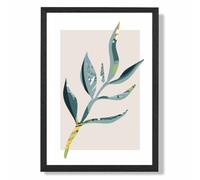 ARTZE Papyrus Leaf Teal & Green Mid Century Modern Framed Print SIZE: A4 with Black Frame | Size: A3 ARTZE Teal A3