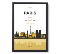ARTZE Paris Yellow & Black City Skyline Framed Print SIZE: A2 with Black Frame | Size: A3 ARTZE Yellow A3
