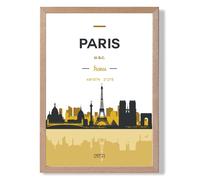 ARTZE Paris Yellow & Black City Skyline Framed Print SIZE: A3 with Oak Frame | Size: A4 ARTZE Yellow A4