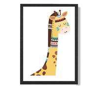 ARTZE Peeking Giraffe Tribal Animal Framed Print SIZE: A3 with Black Frame in Yellow | Size: A4 ARTZE Yellow A4