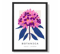 ARTZE Pink & Blue Hydrangea Flower Market Gallery Framed Print SIZE: A3 with Black Frame in Mid Blue | Size: A4 ARTZE Mid Blue A4