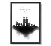 ARTZE Prague Watercolour Skyline City Framed Print SIZE: A4 with Black Frame | Size: A3 ARTZE Black A3