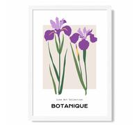 ARTZE Purple Iris Plants Flower Market Minimalist Framed Print SIZE: A4 with White Frame | Size: A2 ARTZE Purple A2