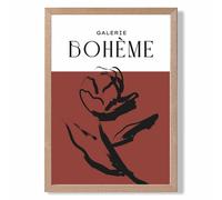 ARTZE Red Rose Boho Sketch Floral Framed Print SIZE: A3 with Oak Frame | Size: A2 ARTZE Red A2