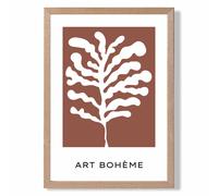 ARTZE Red & White Matisse Style Floral Cutout Framed Print SIZE: A4 with Oak Frame | Size: A2 ARTZE Red A2