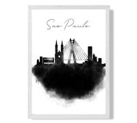 ARTZE Sao Paulo Watercolour Skyline City Framed Print SIZE: A3 with White Frame in Black | Size: A4 ARTZE Black A4