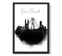 ARTZE Sao Paulo Watercolour Skyline City Framed Print SIZE: A4 with Black Frame ARTZE Black A4