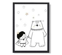 ARTZE Scandi Prince Little Boy with Bear Framed Print SIZE: A3 with Black Frame | Size: A4 ARTZE Black A4