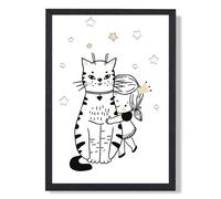 ARTZE Scandi Princess Little Hugging Cat Framed Print SIZE: A4 with Black Frame | Size: A3 ARTZE Black A3