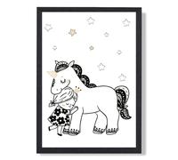 ARTZE Scandi Princess Little Hugging Unicorn Framed Print SIZE: A2 with Black Frame ARTZE Black A2
