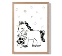 ARTZE Scandi Princess Little Hugging Unicorn Framed Print SIZE: A4 with Oak Frame in Black ARTZE Black A4