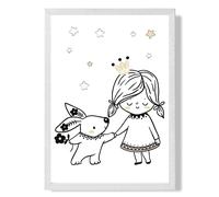 ARTZE Scandi Princess Little & Rabbit Framed Print SIZE: A2 with White Frame in Black | Size: A3 ARTZE Black A3