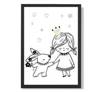 ARTZE Scandi Princess Little & Rabbit Framed Print SIZE: A3 with Black Frame ARTZE Black A3