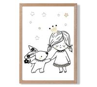 ARTZE Scandi Princess Little & Rabbit Framed Print SIZE: A4 with Oak Frame in Black | Size: A2 ARTZE Black A2
