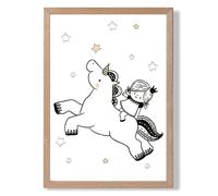 ARTZE Scandi Princess Little & Unicorn Framed Print SIZE: A3 with Oak Frame in Black | Size: A4 ARTZE Black A4