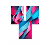 ARTZE Set of 3 Geometric Abstract Bright Blue & Hot Pink Deco Shapes Art Posters | Size: W50 cm x H70 cm ARTZE Bright Blue W50 cm x H70 cm