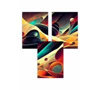 ARTZE Set of 3 Geometric Abstract Bright Orange Blue & Yellow Mars Art Posters | Size: W42 cm x H59 cm ARTZE Orange W42 cm x H59 cm