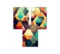 ARTZE Set of 3 Geometric Abstract Colourful Hexagons Art Posters | Size: W30 cm x H42 cm ARTZE Multicolor W30 cm x H42 cm