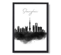 ARTZE Shanghai Watercolour Skyline City Framed Print SIZE: A2 with Black Frame | Size: A3 ARTZE Black A3