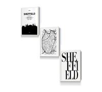 ARTZE SHEFFIELD Skyline Street Map City Prints Framed Wall Art - Small in White | Size: W33 cm x H45 cm x D20mm ARTZE White W33 cm x H45 cm x D20mm