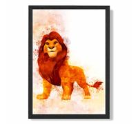 ARTZE Simba Watercolour Lion King Framed Print SIZE: A2 with Black Frame in Orange | Size: A4 ARTZE Orange A4