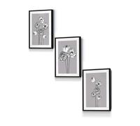 ARTZE Sketch Art Peonies on Grey Framed Wall Art - Small in Black | Size: W33 cm x H45 cm x D20mm ARTZE Black W33 cm x H45 cm x D20mm