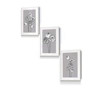 ARTZE Sketch Art Peonies on Grey Framed Wall Art - Small in White | Size: W33 cm x H45 cm x D20mm ARTZE White W33 cm x H45 cm x D20mm