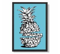 ARTZE Sketch Pineapple on Bright Blue Framed Print SIZE: A4 with Black Frame | Size: A3 ARTZE Bright Blue A3