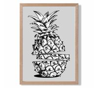 ARTZE Sketch Pineapple on Light Grey Framed Print SIZE: A2 with Oak Frame | Size: A4 ARTZE Light Grey A4