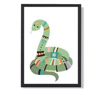 ARTZE Snake Tribal Animal Framed Print SIZE: A2 with Black Frame in Pale Green | Size: A3 ARTZE Pale Green A3