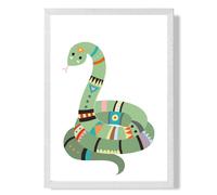 ARTZE Snake Tribal Animal Framed Print SIZE: A3 with White Frame in Pale Green | Size: A4 ARTZE Pale Green A4