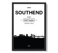 ARTZE Southend Black & White City Skyline Framed Print SIZE: A2 with Black Frame ARTZE Black A2
