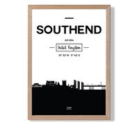 ARTZE Southend Black & White City Skyline Framed Print SIZE: A3 with Oak Frame | Size: A2 ARTZE Black A2