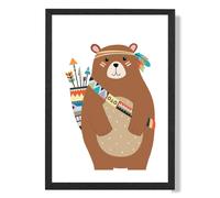 ARTZE Standing Bear Tribal Animal Framed Print SIZE: A3 with Black Frame in Brown ARTZE Brown A3