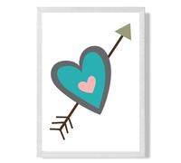 ARTZE Tribal Blue Heart & Arrow Framed Print SIZE: A3 with White Frame in Bright Blue | Size: A4 ARTZE Bright Blue A4
