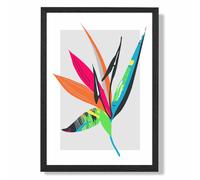ARTZE Tropical Flower Blue & Green Abstract Minimalist Framed Print SIZE: A2 with Black Frame in Mid Blue | Size: A3 ARTZE Mid Blue A3
