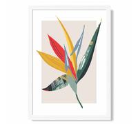 ARTZE Tropical Flower Green & Red Minamilist Framed Print SIZE: A2 with White Frame ARTZE Green A2