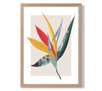 ARTZE Tropical Flower Green & Red Minamilist Framed Print SIZE: A3 with Oak Frame | Size: A2 ARTZE Green A2