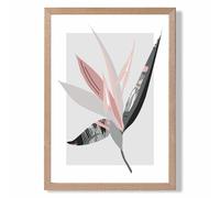 ARTZE Tropical Flower Grey & Pink Boho Botanical Framed Print SIZE: A3 with Oak Frame | Size: A4 ARTZE Grey A4