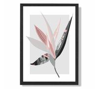 ARTZE Tropical Flower Grey & Pink Boho Botanical Framed Print SIZE: A4 with Black Frame ARTZE Grey A4