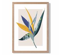 ARTZE Tropical Flower Teal & Green Mid Century Modern Framed Print SIZE: A2 with Oak Frame | Size: A3 ARTZE Teal A3