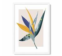 ARTZE Tropical Flower Teal & Green Mid Century Modern Framed Print SIZE: A3 with White Frame | Size: A2 ARTZE Teal A2