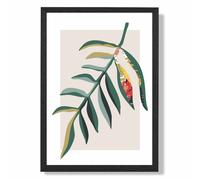 ARTZE Tropical Leaf Green & Red Minamilist Framed Print SIZE: A2 with Black Frame ARTZE Green A2