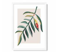 ARTZE Tropical Leaf Green & Red Minamilist Framed Print SIZE: A3 with White Frame | Size: A2 ARTZE Green A2