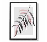 ARTZE Tropical Leaf Grey & Pink Boho Botanical Framed Print SIZE: A2 with Black Frame ARTZE Grey A2